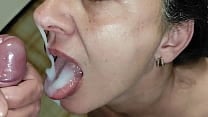 Hotwife MILF Sloppy Blowjobs with Cum in Mouth