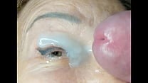 Milf extremely close up cumshot on eye orgasm