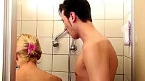 German Step Mom help Son in Shower and Seduce to Fuck
