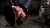 Backbend redhead slave gets whipped