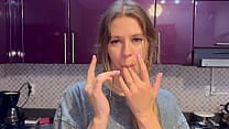 Dormmate girl gets cum in mouth and hair while there is no one in the kitchen except us Dormmate girl gets cum in mouth and hair while there is no one in the kitchen except us
