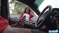 Dick Flash Cute Teen Gives Me Hand Job in Public Parking Lot after She Sees My Big Black Cock
