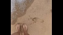 Pee spotting public beach