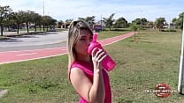 Hot blonde masturbates in park after getting all sweaty   FULL ON RED   MELODY ANTUNES
