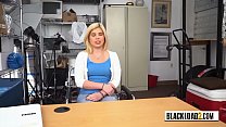 Small tits babe is ready to fuck with this BBC at a fake job interview 