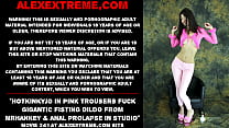 Hotkinkyjo in pink trousers fuck gigantic fisting dildo from mrhankey amp anal prolapse in studio