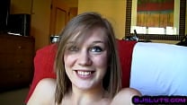 Small tits POV oral teen sucks cock and talks slutty