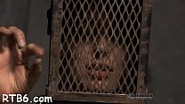 Lovely ballerina is placed in a cage for intense t later