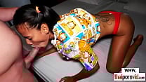 Eager skinny thai teen bargirl Ying riding on a big white cock
