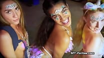 Slutty ravers finishing party on dick at home Slutty ravers finishing party on dick at home