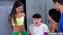Step brother and step sister foursome sex in locker room Step brother and step sister foursome sex in locker room