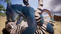 Lizard and Zebra make love on the beach Wildlife