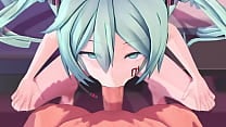 The popular idol Hatsune Miku loves to suck penises MMD By Nubilia
