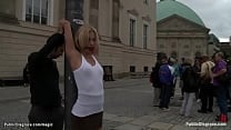Blond gang banged in public outdoor Blond gang banged in public outdoor