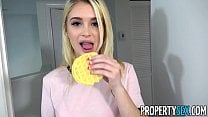 PropertySex Hot petite blonde teen fucks her roommate
