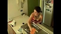 Brunette teen has an intense orgasm masturbating in the Kitchen sink Brunette teen has an intense orgasm masturbating in the Kitchen sink