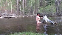 Naked bathing in the river Naked bathing in the river
