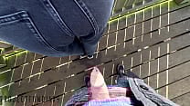 risky public outdoor quickie with girl in jeans ends with cum on floor projectfundiary
