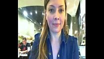 Cam Model Strips And Flashes In Very Crowded Cafe on Webcam