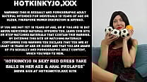 Hotkinkyjo in sexy red dress take balls in her ass amp anal prolapse