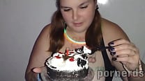 Nasty slut Scarlett eats 11 loads on her Birthday Cake at adult video arcade  Nasty slut Scarlett eats 11 loads on her Birthday Cake at adult video arcade