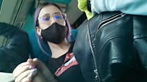Sexy Latina gives her boyfriend a super blowjob on a public bus traveling between Bogota and Medellin Bucarasex