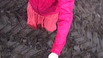 Brokenbitch filling the soles of her rubberboots with mud Brokenbitch filling the soles of her rubberboots with mud