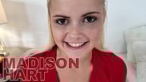 MADISON HART Cute Blonde Teen Huge Cock NO HANDS Blowjob and Cum Swallow  WOW A