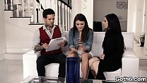 Get ready for an epic threesome fuck fest with hot babe Adria Rae and Joanna Angel as they shared with a huge cock and got pounded on a couch