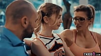 Coach wife brings in tiny teen cheerleader for husband Coach wife brings in tiny teen cheerleader for husband