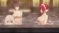 Rias and Okeno compare their boobs to each other