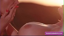 Amazing big tit lesbian hot babes Kira Noir Sinn Sage eating juicy pussy in the sunset and reach strong orgasms
