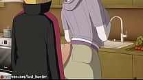 Boruto ver a Hinata lavando as lou ccedil as e aproveita para por o pau nas costa dela