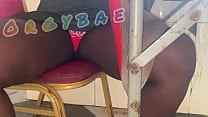 Couple play voyeur at public bar and beach Couple play voyeur at public bar and beach
