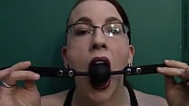 Dark Lipstick Ballgag Drooling with Intense Eye Contact
