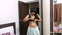 Horny Indian MILF Bhabhi In Sari Stripping Off Showing Her Big Boobs And Ass