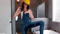 Construction Girl Sage Eldritch Wetting Denim Overalls amp Panties