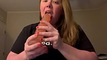 Kitty gags on large dildo Kitty gags on large dildo