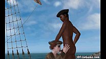 This sexy 3D pirate babe is getting fucked by a black cock