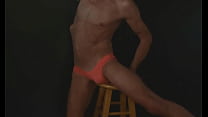 Part 2 Down in the Dark sneak a peek preview Groin Stretching on the Stool with Dark Background and Bright Briefs with the light off