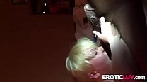 Blonde hotwife sucks big black cock