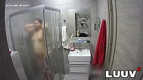 LUUV A brunette showers used to amateur cameras showing her natural body