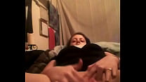 Chubby teen rubs pussy and flashes tits