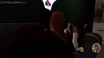 Second Life Black man fucks asian woman on a couch