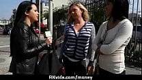 Sexy exhibitionist GFs are paid cash for some public fucking 20