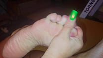 The stepmother allowed the stepson to watch as she lubricates her feet with cream The stepmother allowed the stepson to watch as she lubricates her feet with cream