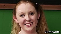 Flirty centerfold gets cum shot on her face gulping all the semen Flirty centerfold gets cum shot on her face gulping all the semen