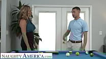 Naughty America Hot blonde Milf Kenzi Foxx hustle 039 s the pool table cleaner into fucking her wet pussy