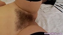 Lez squirts milk out of her asshole Lez squirts milk out of her asshole