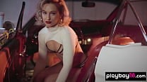 Glamorous all natural blonde muse Polina reveals her perfect tits and pussy